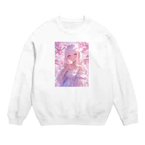 桜の下の少女幸せいっぱい　なでしこ1478 Crew Neck Sweatshirt