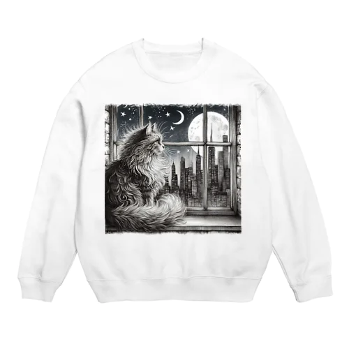 窓際の猫 Crew Neck Sweatshirt