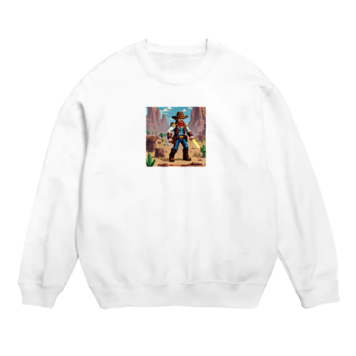 西部劇の荒野で正義のために戦っている勇者 Crew Neck Sweatshirt