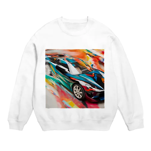 速さの彩り: 動きを捉えたアート Crew Neck Sweatshirt