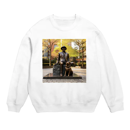 人と犬の銅像　なでしこ1478 Crew Neck Sweatshirt