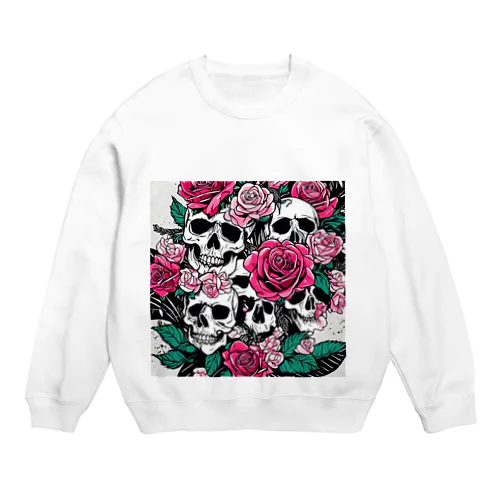 薔薇髑髏01 Crew Neck Sweatshirt