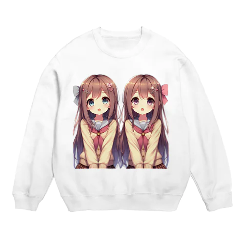 愛らしい可愛い双子の姉妹 Crew Neck Sweatshirt