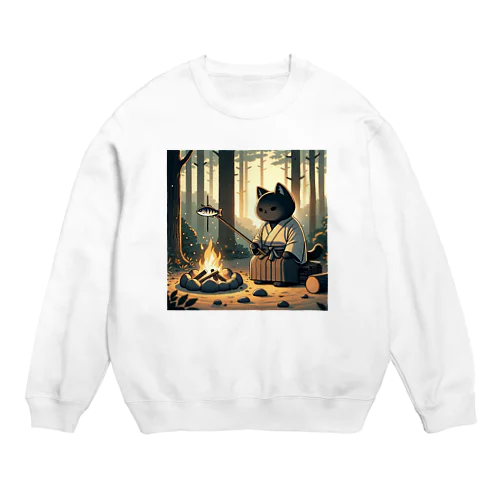 猫侍の晩御飯 Crew Neck Sweatshirt