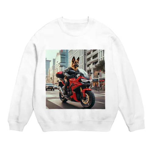 街角の犬ライダー Crew Neck Sweatshirt