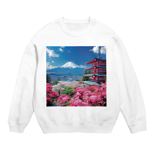 絶景な富士山ツツジ満開の季節 アメジスト 2846 Crew Neck Sweatshirt