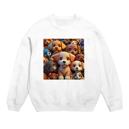 愉快な子犬達 Crew Neck Sweatshirt