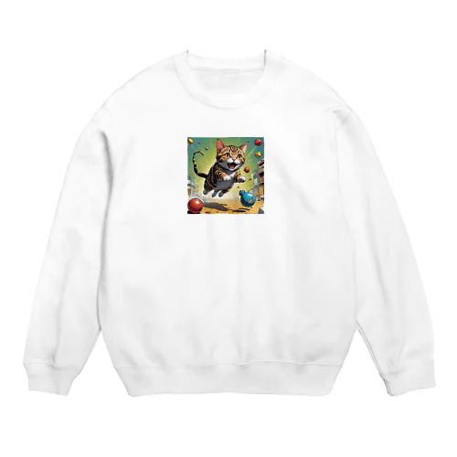 駆け出す猫 Crew Neck Sweatshirt