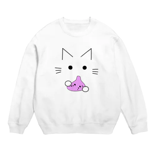 オカリナ猫(ピンク) Crew Neck Sweatshirt