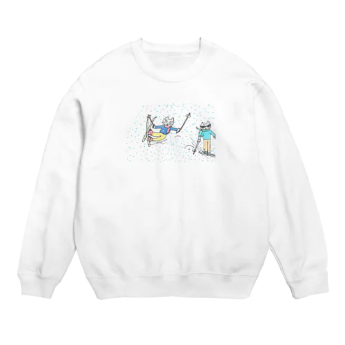 チビ猫スキー Crew Neck Sweatshirt