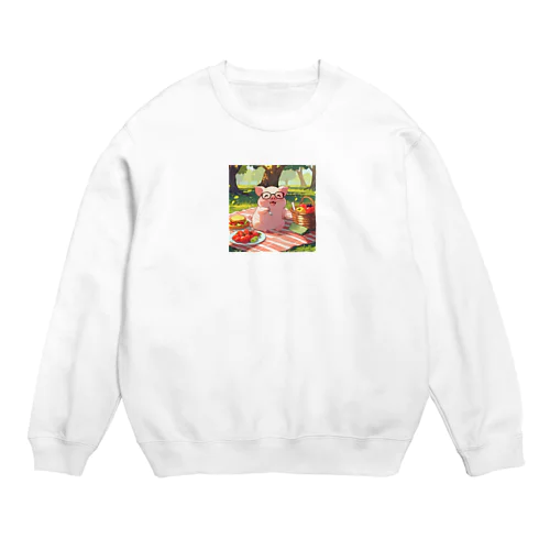 かわいい豚とピクニック Crew Neck Sweatshirt