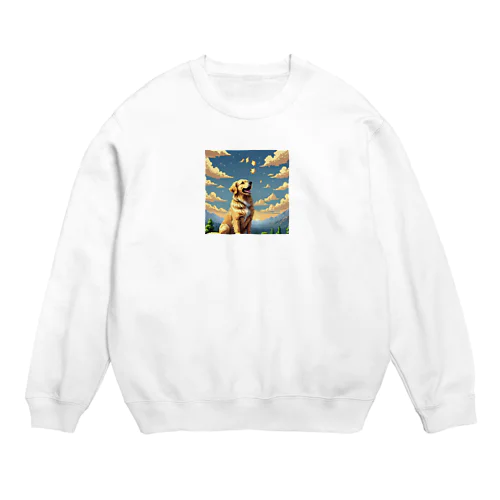 夕焼けとゴールデンレトリバー Crew Neck Sweatshirt