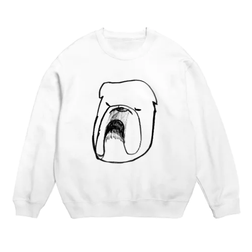 ウッドベースと犬(の顔だけ) Crew Neck Sweatshirt