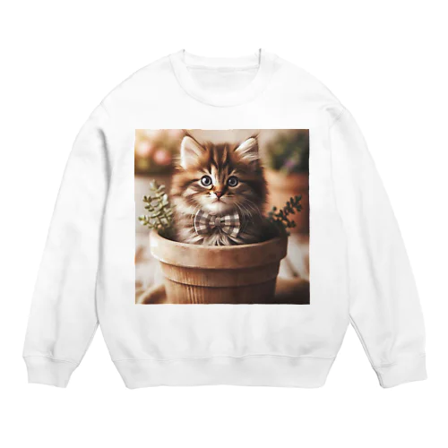 初めて作りました 猫さん Crew Neck Sweatshirt