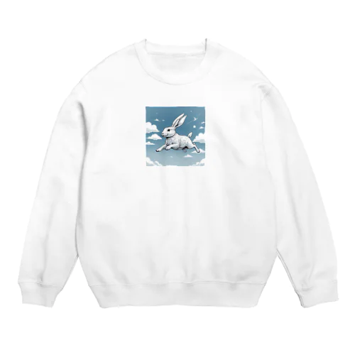 空飛ぶウサギ Crew Neck Sweatshirt