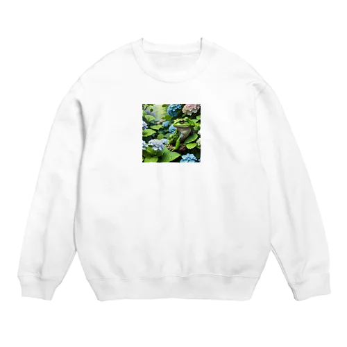 アジサイの茂みから聞こえてくるカエルの鳴き声 Crew Neck Sweatshirt