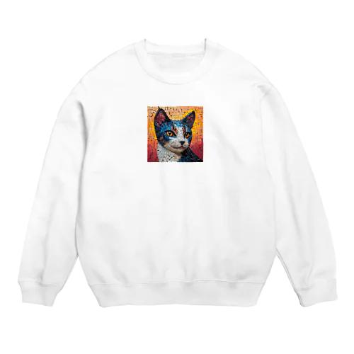 モザイク ブルーキャット Crew Neck Sweatshirt