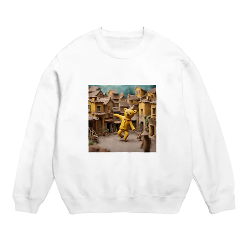 踊る粘土クマ Crew Neck Sweatshirt