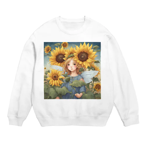 ひまわりの妖精　ひまわり畑でランララ〜ン Crew Neck Sweatshirt