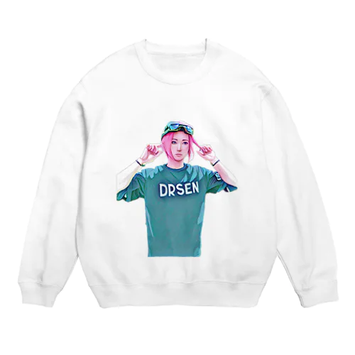 AIピンクヘアーの女の子 Crew Neck Sweatshirt