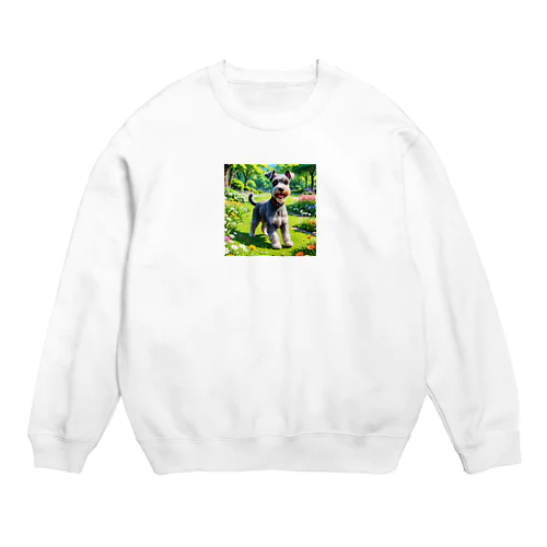 お散歩×ミニチュアシュナウザー Crew Neck Sweatshirt