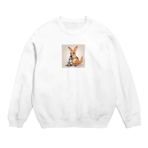 おもちゃの顕微鏡でかわいいカンガルーに会おう Crew Neck Sweatshirt