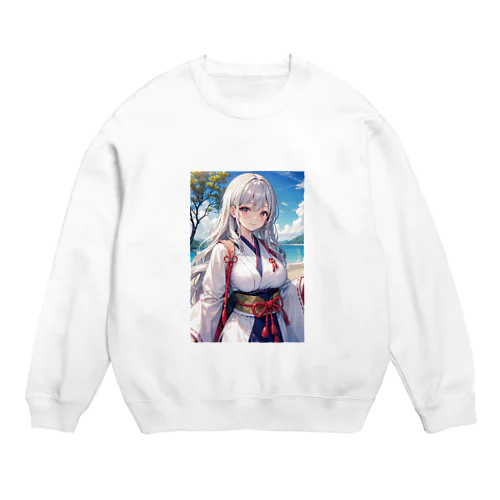 母性溢れる巫女 Crew Neck Sweatshirt