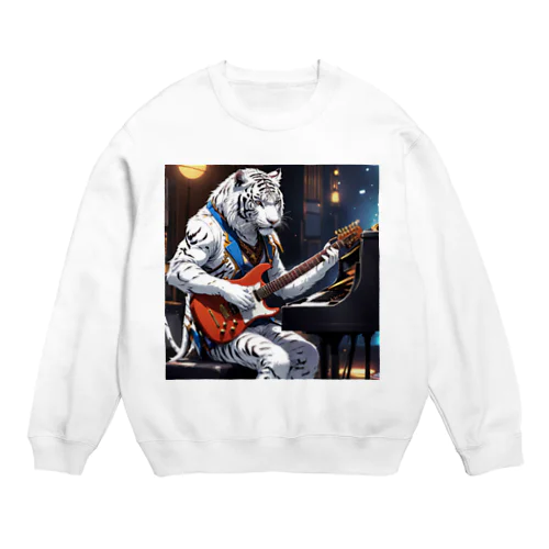 ホワイトタイガーだって弾けるのさ Crew Neck Sweatshirt