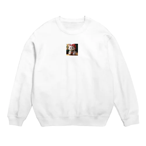 もふもふ猫ちゃん Crew Neck Sweatshirt