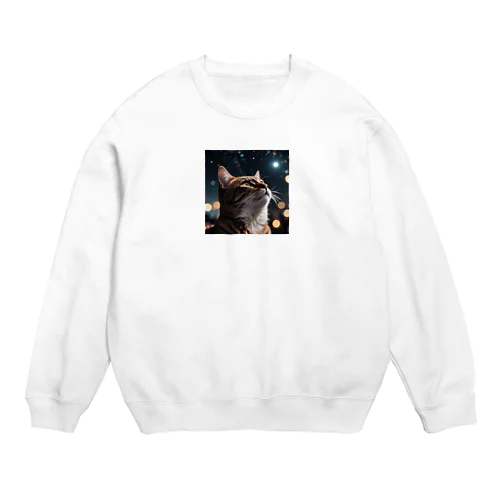 星を見る猫 Crew Neck Sweatshirt