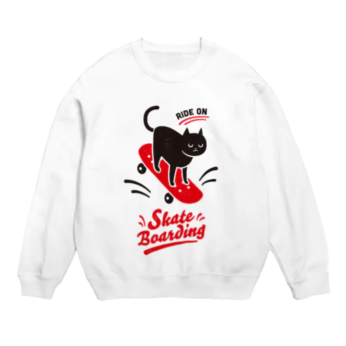 スケボーねこ Crew Neck Sweatshirt