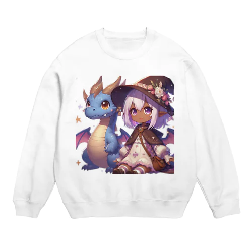 ドラゴンと可愛い女の子3 Crew Neck Sweatshirt