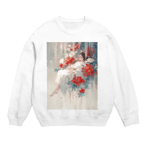 花の空間の中の美女　なでしこ1478 Crew Neck Sweatshirt