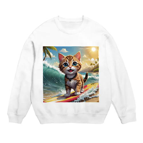 猫サーファー Crew Neck Sweatshirt