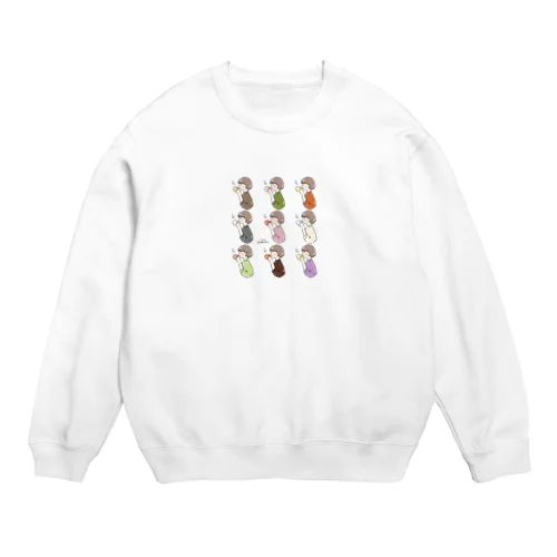 ほっとひと息つく女の子　オール Crew Neck Sweatshirt