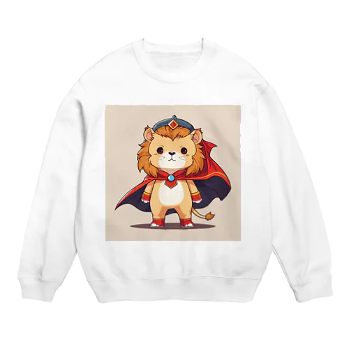 スーパーヒーローのマントを着たかわいいライオン Crew Neck Sweatshirt