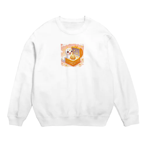 金運アップの白蛇ちゃん玉手箱開ける Crew Neck Sweatshirt