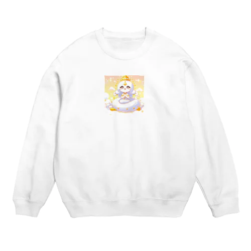 まるで弁天様？！神々しい白蛇ちゃん Crew Neck Sweatshirt