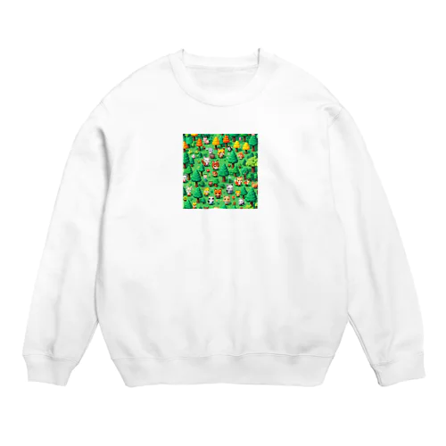 ドット絵の動物さん Crew Neck Sweatshirt