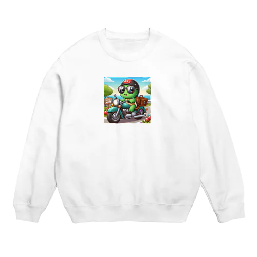 かめっちがバイクでツーリンググッツ Crew Neck Sweatshirt