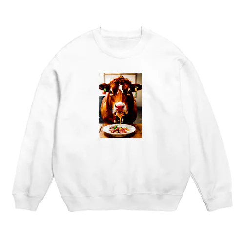 牛肉を食べたい牛 Crew Neck Sweatshirt