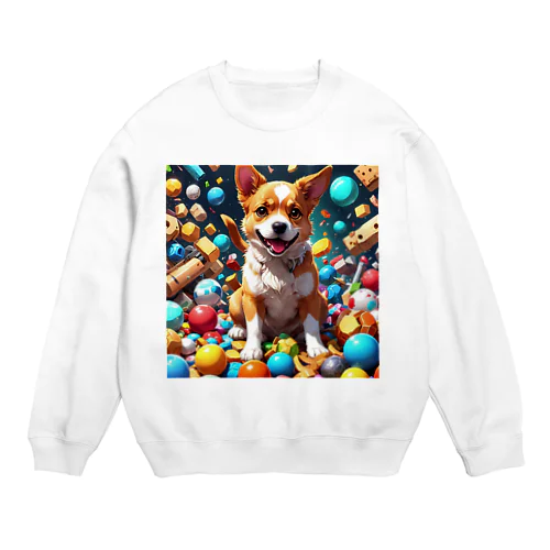 はしゃぐわんちゃん Crew Neck Sweatshirt