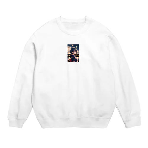 浴衣の可愛い女の子 Crew Neck Sweatshirt