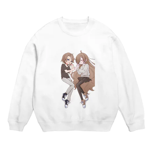 二人寄り添って寝ているカップル Crew Neck Sweatshirt