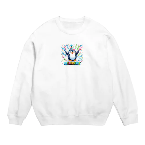 このキュートなペンギンがお祝いムード全開 Crew Neck Sweatshirt