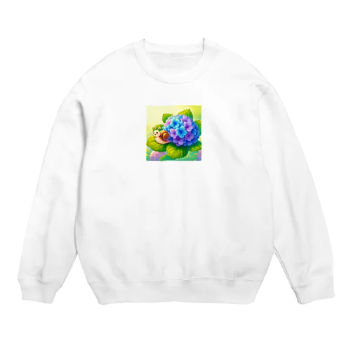 あじさいとカタツムリ　雨上がり Crew Neck Sweatshirt