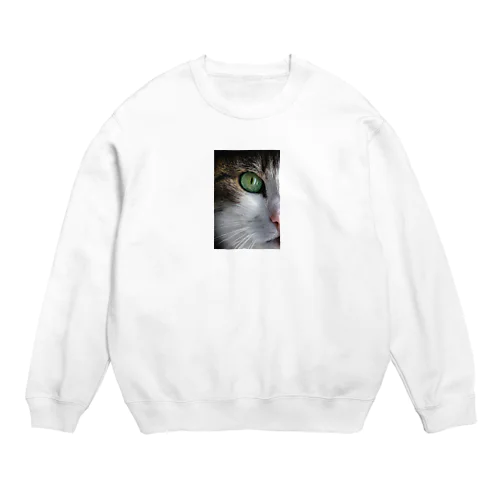 猫（片目） Crew Neck Sweatshirt