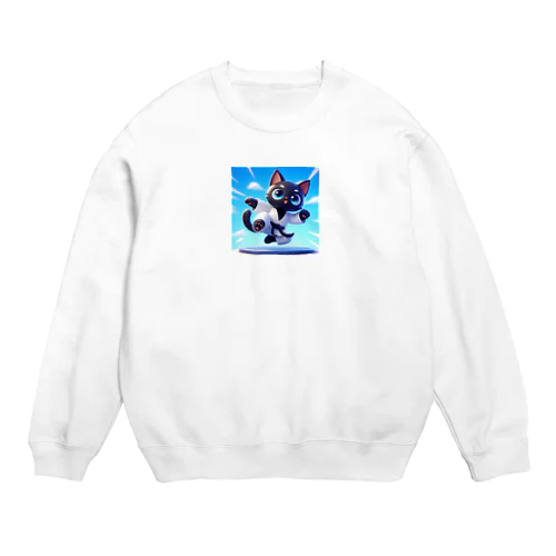 ハイキック空手家クロネコ君 Crew Neck Sweatshirt