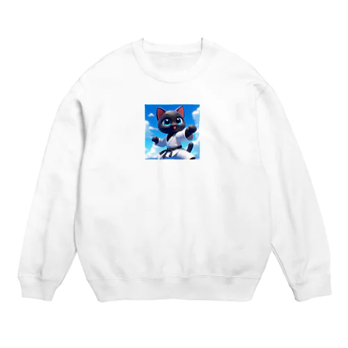 空手家クロネコ君・バージョン２ Crew Neck Sweatshirt