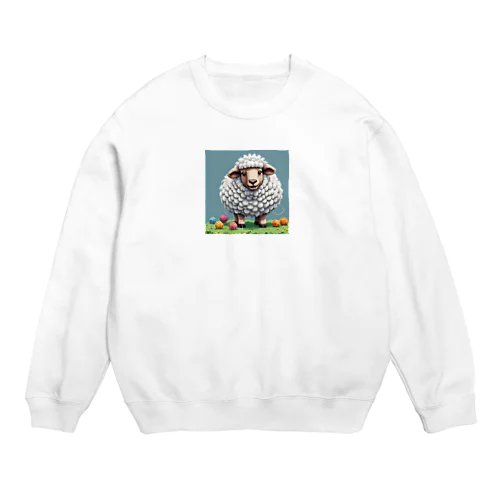 平和な草原で羊がひつじ年を楽しんでいます Crew Neck Sweatshirt